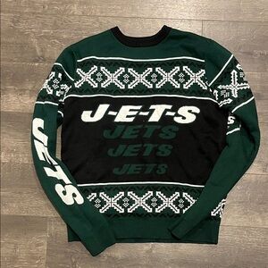 JETS Green and Black Men's Sweater